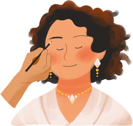 Soft Textured Hand Using Eyebrow Pencil on Bride with Brush